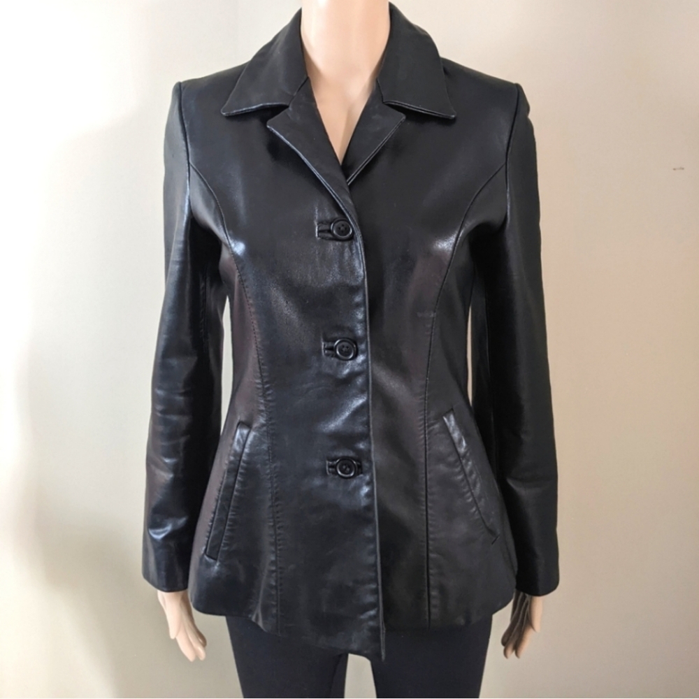 Bod & Christensen genuine leather black jacket, women's size 4